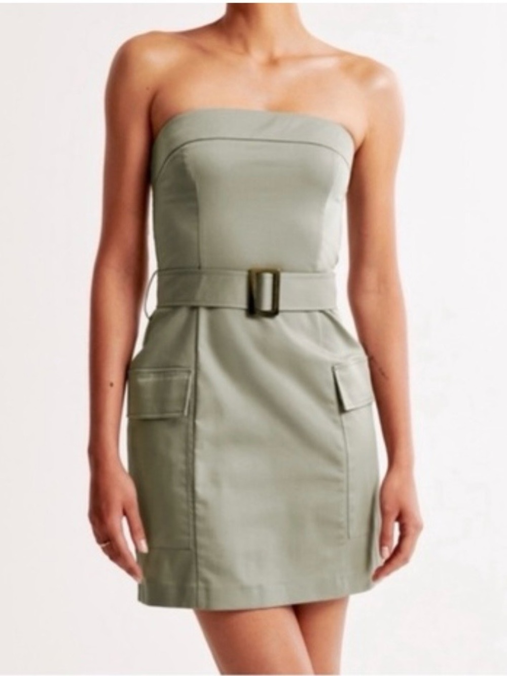 NWT Abercrombie and fitch strapless utility mini dress army green XL TALL